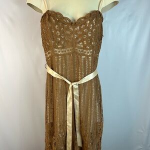 Betsey Johnson Brown Strapless Lace Dress